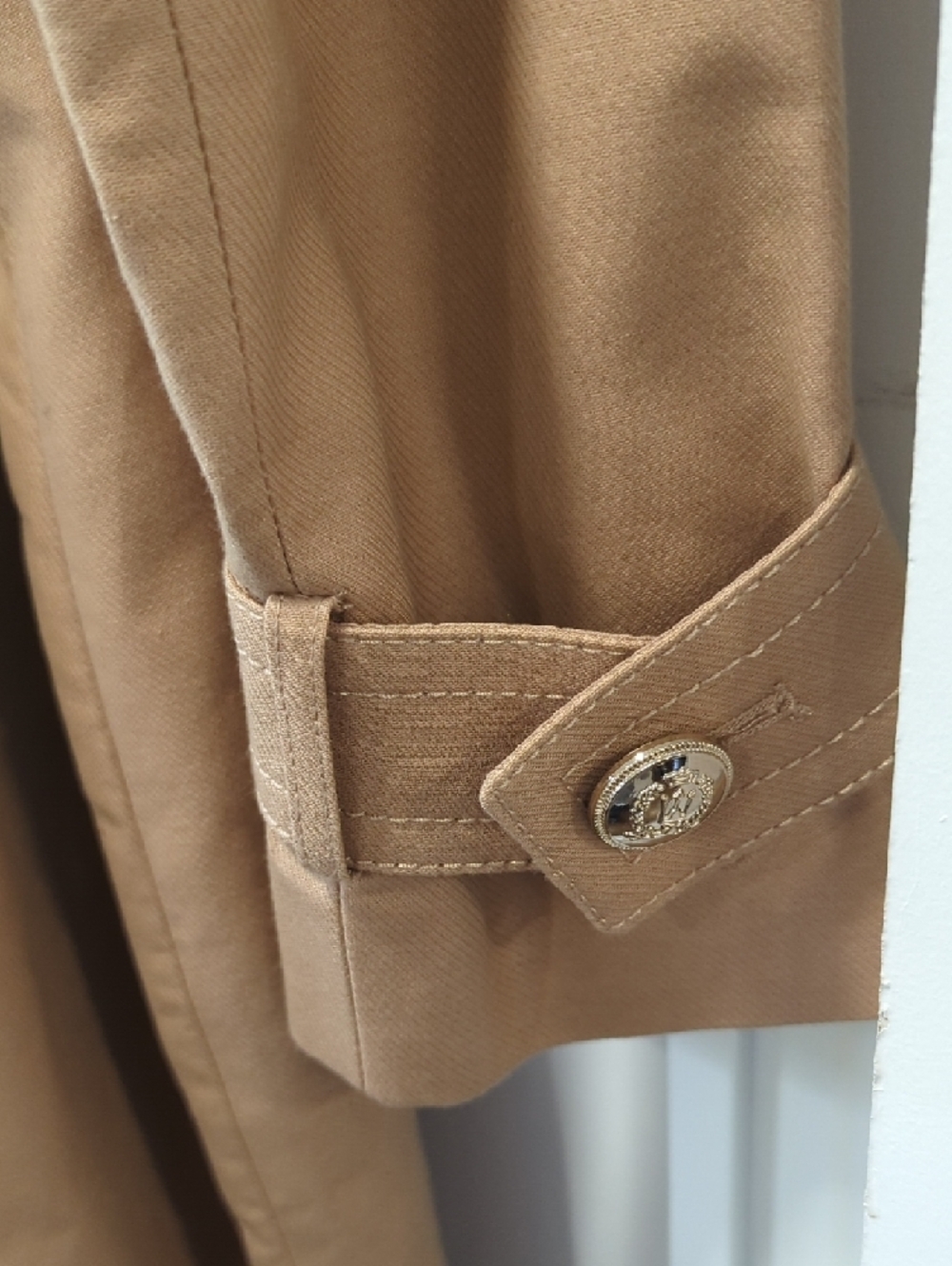 Ann Taylor Double Breasted Camel Trench Coat with Belt Size Small - Picture 11 of 12